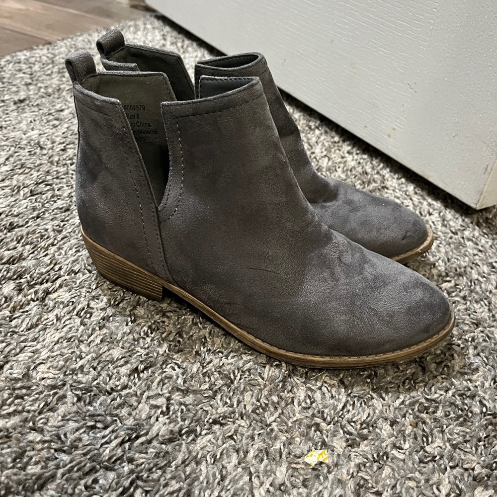 Journee Collection Gray Ankle Boots with Side Zipper